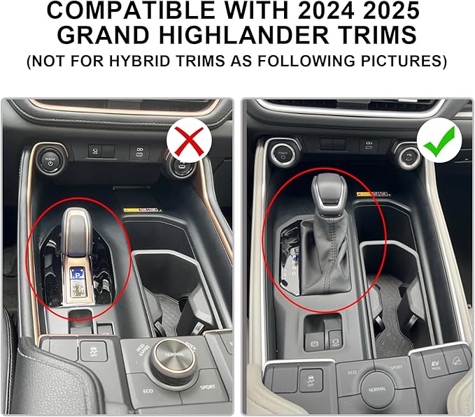 CDEFG for 2025 2026 Toyota Grand Highlander Center Console Gear Shift Cover Panel Trim for Toyota Grand Highlander 2024 2025 2026 Accessories Center Control Gearshift Panel (Not for Hybrid)