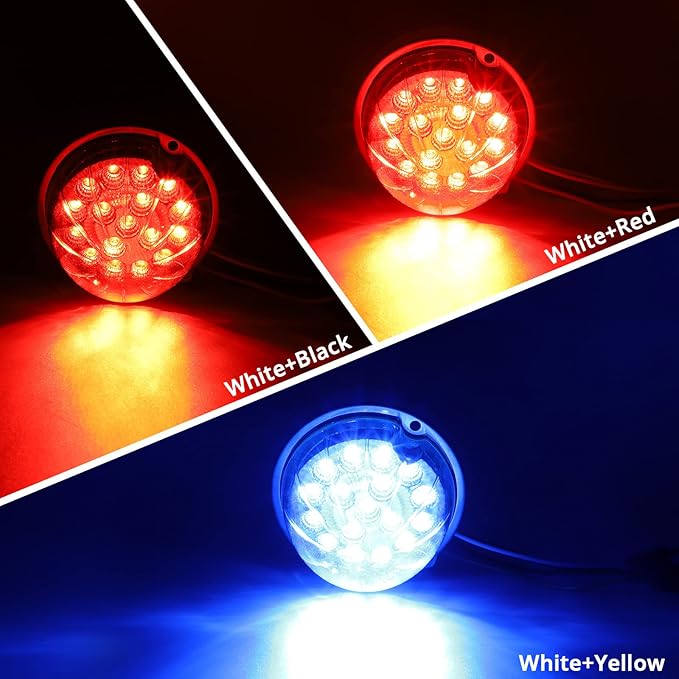 Partsam 1Pcs Dual Revolution 17LED Watermelon Light for Semi Truck, Red Stop Turn Signal Marker Lights to Blue Auxiliary Lights, Replacement for Freightliner Kenworth Peterbilt