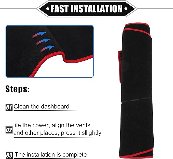 Dashboard Cover Compatible for Dodge Charger 2005-2007, Nonslip Polyester Red Dash Cover Mat Dash Board Protector Cover