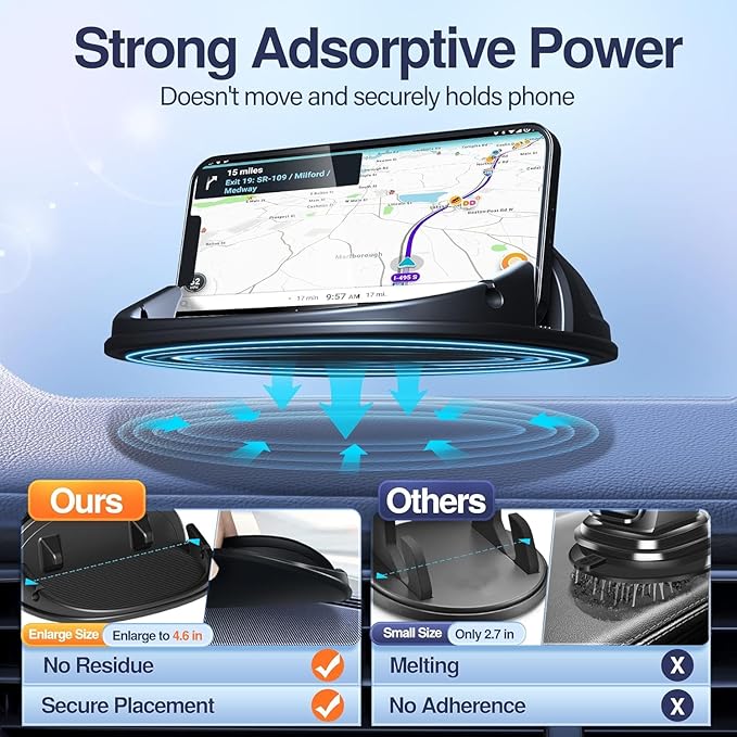 Loncaster 2 Pack Dashboard Car Phone Holder Mount, Universal Cell Phone Automobile Cradles Ultra Stable Slip Free Hands Free Car Accessories Compatible for iPhone, Most Smartphones and GPS