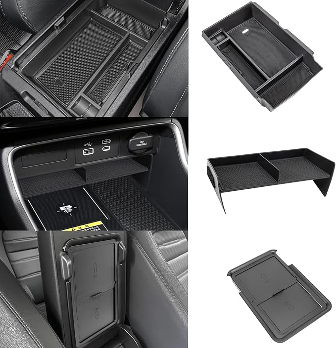 3PCS Center Console Organizer Compatible with 2026 2025 2024 2023 Honda CRV Armrest Storage Box Armrest Hidden Storage Box Secret Compartment Insert Tray Interior Accessories