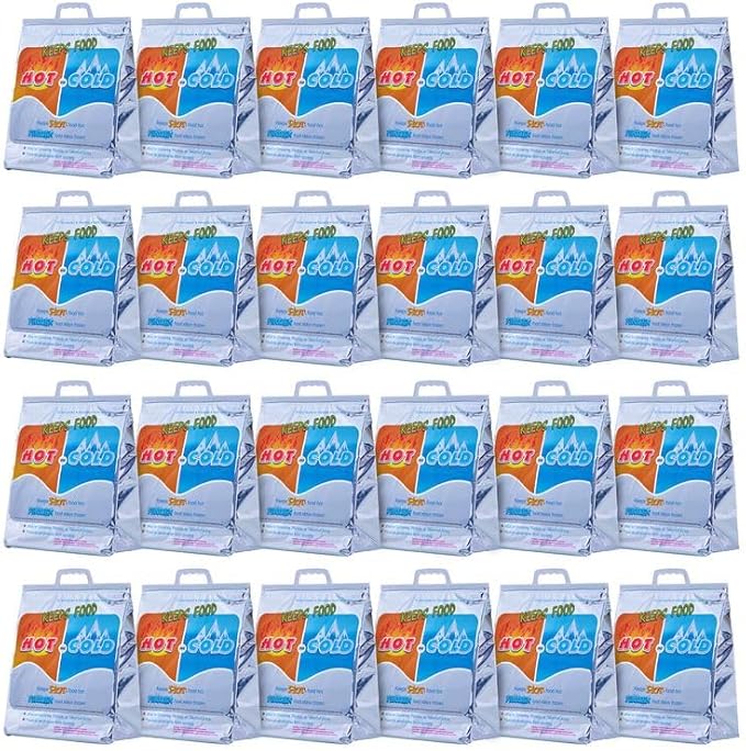 Superio Hot and Cold Insulated Bags for Food Delivery, Grocery Shopping Bags, Food Storage for Hot and Frozen Food for Travel, Disposable Cooler Bag, Reinforced Thermal Lunch Bag (24, 13"x7"x15.5")