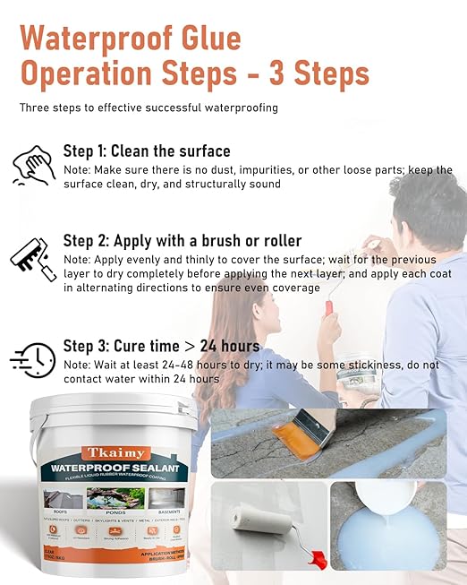 Transparent Waterproof Coating 175oz, Water-Based Invisible Waterproof Agent Leak Repair Sealant, Indoor & Outdoor Roofs, Shower Walls, Bathroom, Kitchen, Liquid Water Proof Clear Sealant