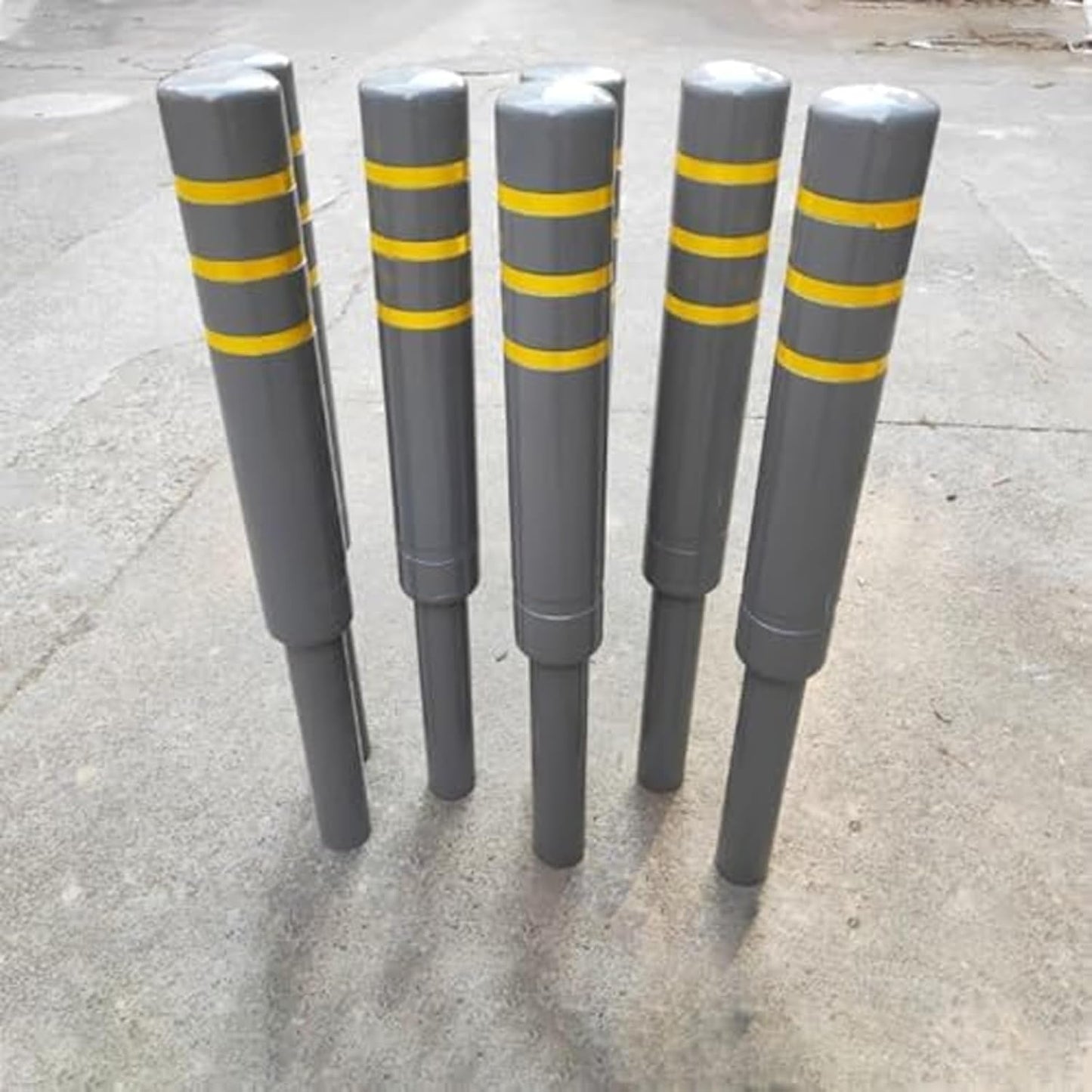 Metal Safety Bollard, Car Parking Protection Posts, Personal Garage Driveway Barrier, Crash Column Safety Warning Column, for Traffic Control(Gray (4PCS))