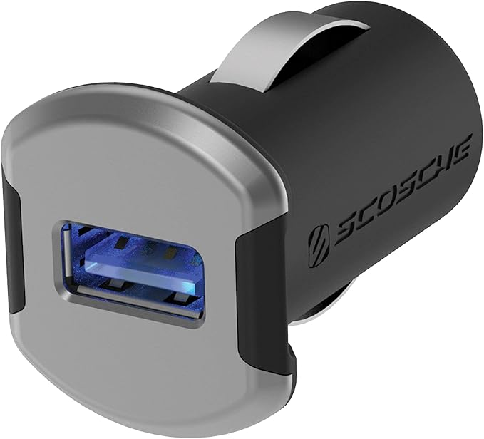 Scosche USBC121M ReVolt Universal Cigarette Lighter Single Device Compact One Port USB Car Charger, Fast Charge One Device Quickly, Black/Space Gray