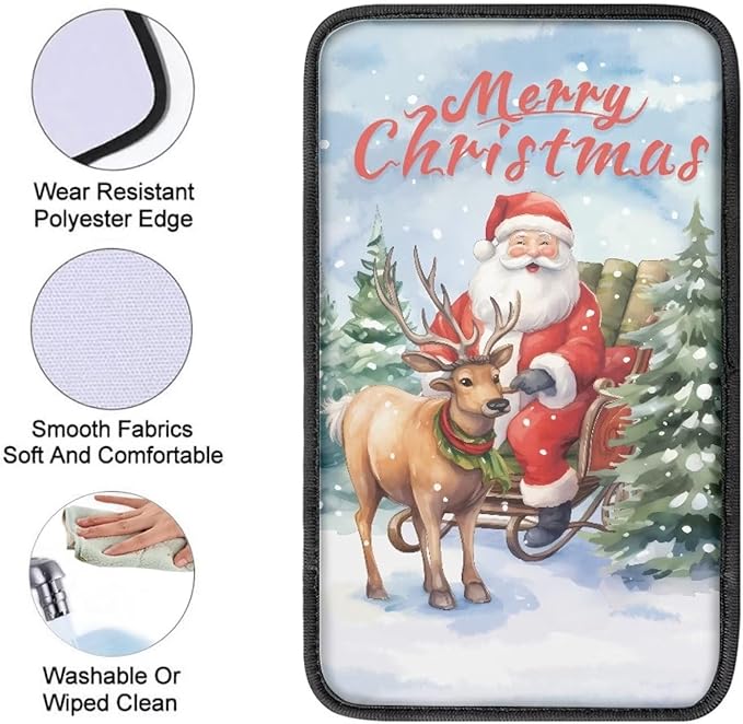 Reindeer Universal Center Console Armrest Soft Pad Protector Cover Non Slip Fits for Most Vehicle,SUV,Truck Car Christmas Decoration