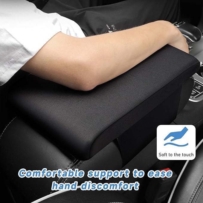 Car Center Console Pad, 12.2''×8.1''×1.8'' Memory Foam Auto Armrest Support Cushion, Vehicle Arm Rest Seat Box Cover Protector, Universal Interior Decor Car Accessories