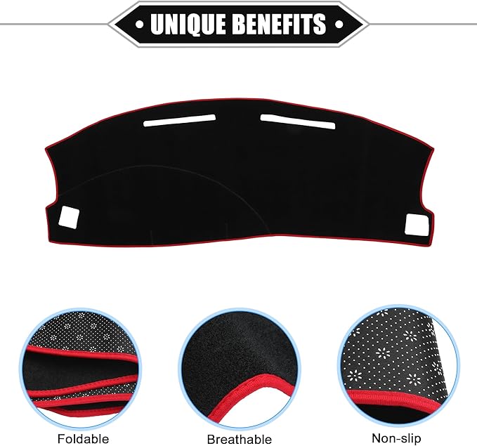 Dashboard Cover Compatible for Dodge Charger 2005-2007, Nonslip Polyester Red Dash Cover Mat Dash Board Protector Cover
