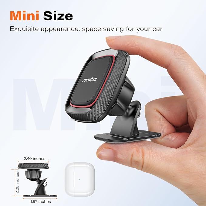 APPS2Car Magnetic Phone Holder for Car, Dashboard Magnetic Car Mount, 360° Rotation Magnet Phone Mount with Strong VHB Adhesive, for All Cell Phones