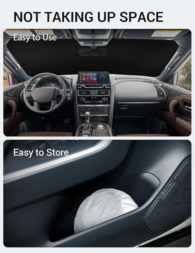 Proadsy Windshield Sun Shade for Nissan Pathfinder 2026 2025 2024 2023 2022 Foldable Front Sunshade Protector Sun Visor Blocks UV Rays Keep Car Cooler