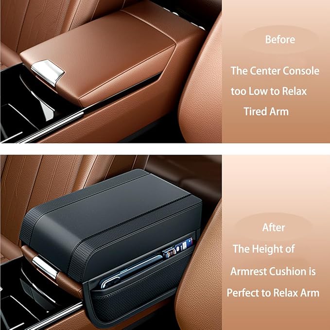 Car Console Covers Car Center Console Cushion Pad Leather Car Armrest Pad Armrest Cushion Pad Arm Rest Cover for Car Most Vehicle, SUV, Truck