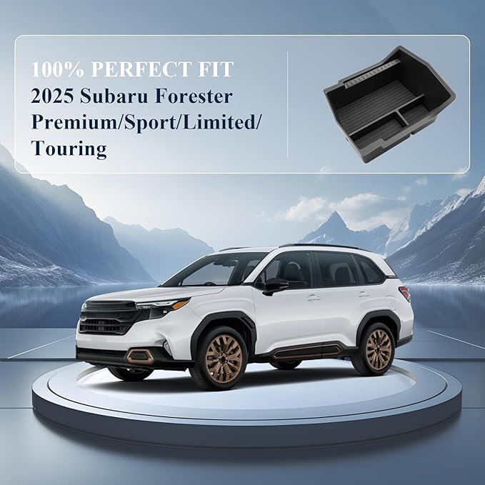 BIBIBO 2025 2026 Forester Center Console Organizer for 2025+ Subaru Forester Premium/Sport/Limited/Touring Console Tray 2025 Subaru Forester Insert Glove Pallet Organizer 2025+ Forester Armrest Tray