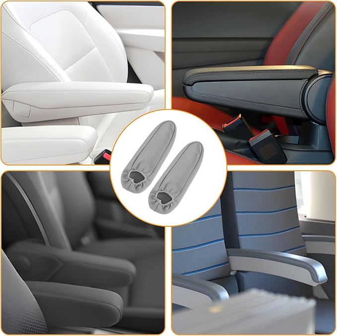 4 Pcs Arm Rest Cover for Car, Car Armrest Cover Armrest Covers for Cars Front Auto Seat Armrests Protectors Arms Rest Replacement Elastic Protector Vehicle Interior Decor(Gray)