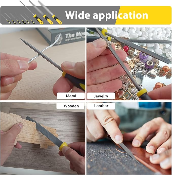 Steel File,Metal File,Half-Round/Round Files and 6 pcs Needle Files with Storage Bag and Steel Brush for Woodwork, Metal, Leather and Plastic