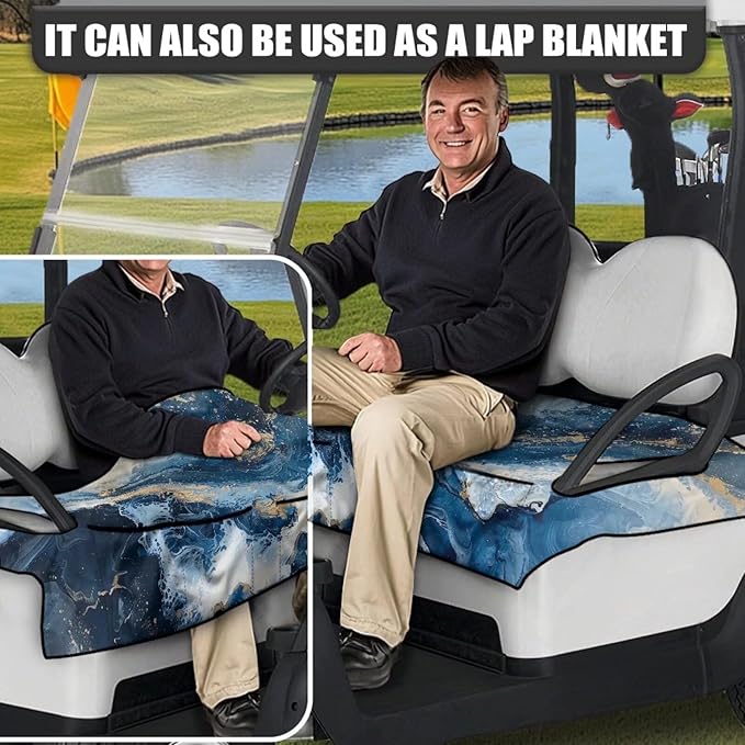 Biyejit Golf Cart Seat Covers with 4 Pockets Golf Cart Seat Towel Blanket Fits 2-Seat Golf Carts, Golf Cart Accessories