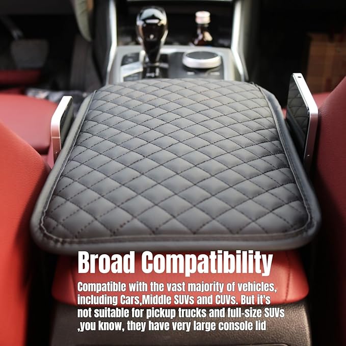 KAELTHAS Comfortable Car Center Console Cushion Armrest Dog Cat Paws Protect Cover Non-Slip with 2 Storage Bags for Cars SUVs CUVs Interior Accessories (Black, Extra Large)