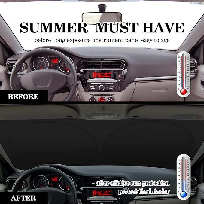Windshield Sun Shade Foldable Car Front Window Covers for Car Accessories Sun Heat UV Rays Visor Protector Protection for Universal Cars SUV Truck (Solid Black)