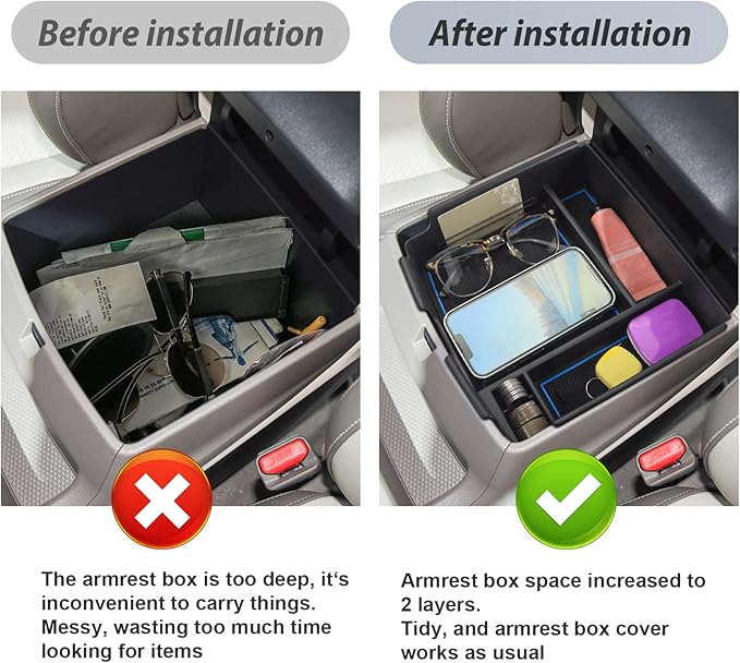 SKTU for 2022-2024 2025 2026 Kia Carnival Center Console Organizer 2022-2024 2025 2026 Carnival Accessories Insert ABS Materials Tray 2024 2025 2026 Carnival Console Tray with Coin and USB Hole (Blue)
