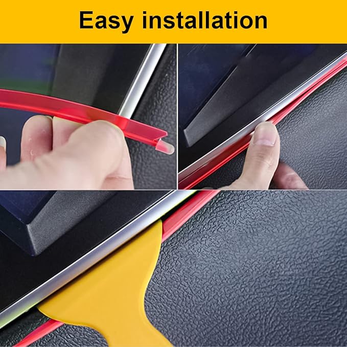 EL Wire Interior LED Strip Lights, 10FT/3M USB Auto Neon Light With Sewing Edge, Electroluminescent Ambient Lighting Kit, Fuse Protection, Car Decoration Accessories (Red/10FT)