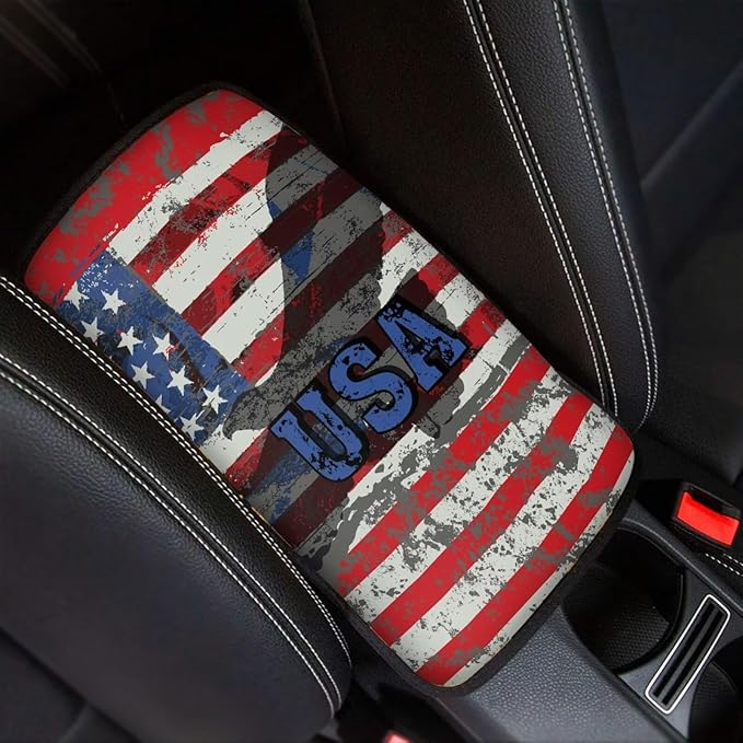 USA Flag Eagle Arm Rest Cushion Pads for Vehicle Arm Rest Cushion Pads Anti-dust Dog & Cat Paws Protector Universal Fit for SUV/Truck/Vehicle