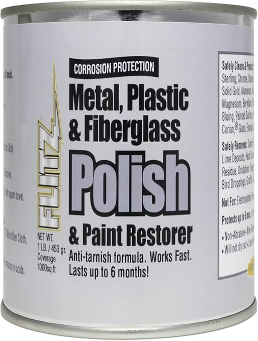 Flitz Metal Polish Paste - 1lb Can of USA-Made Polish for Solid Chrome, Stainless Steel, Aluminum- Non-Abrasive for Light Oxidation - Requires Manual Buffing - Not for Plated/Coated Surfaces (1 Pack)
