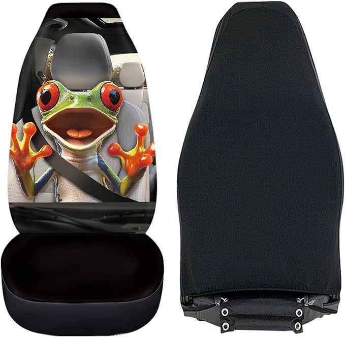 Funny Tree Frog Front Seat Covers for Cars Comfort Bucket Seat Covers Entire Seat Protection Fit Most Vehicle,Cars,Sedan,Truck,SUV,Van