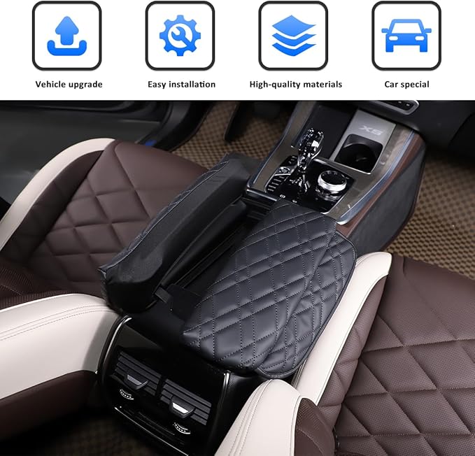 Car Center Console Pad for BMW X5 G05 X6 G06 X7 G07 2019-2023 Car Armrest Cover Leather Cushion Waterproof Car Armrest Seat Box Protector Accessories (Style B)