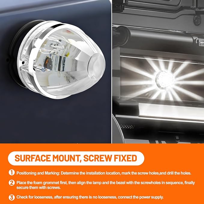 Dual Function 4Pcs White Watermelon Lights Strobe+Constant LED Side Marker Clearance Turn Signal Top Cap Roof Underglow Tail Trailer Lights for Semi Truck,Bus,Van,Camper,Golf cart