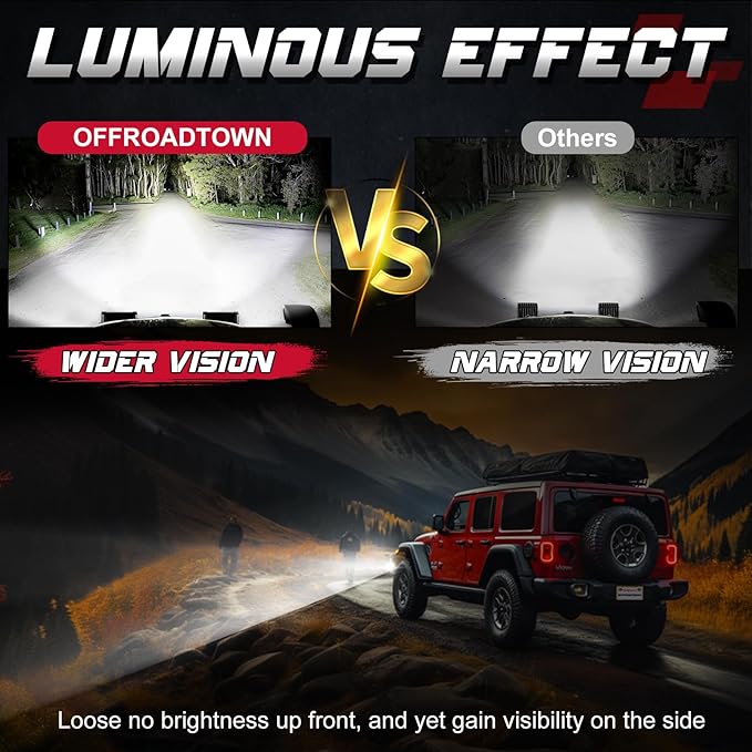 OFFROADTOWN 7inch LED Light Bars Side Shooter LED Pods Off Road Fog Lights Driving Lights Cube with Black Red Blue Side Cover for Truck ATV UTV Motorcycle Pickup Boat