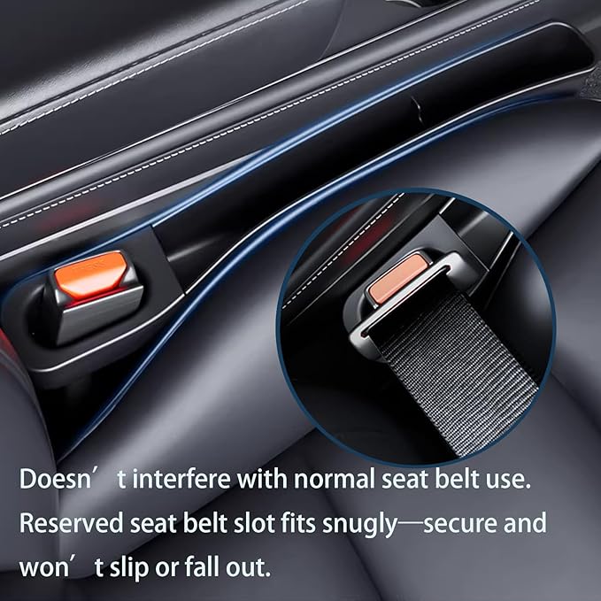 Seat Gap Filler for Tesla-Compatible Models – No More Lost Items, Custom Fit for Model Y & Model 3 (2020–2026), TPE Organizer with Storage, Easy Install, 2 Pack, Black