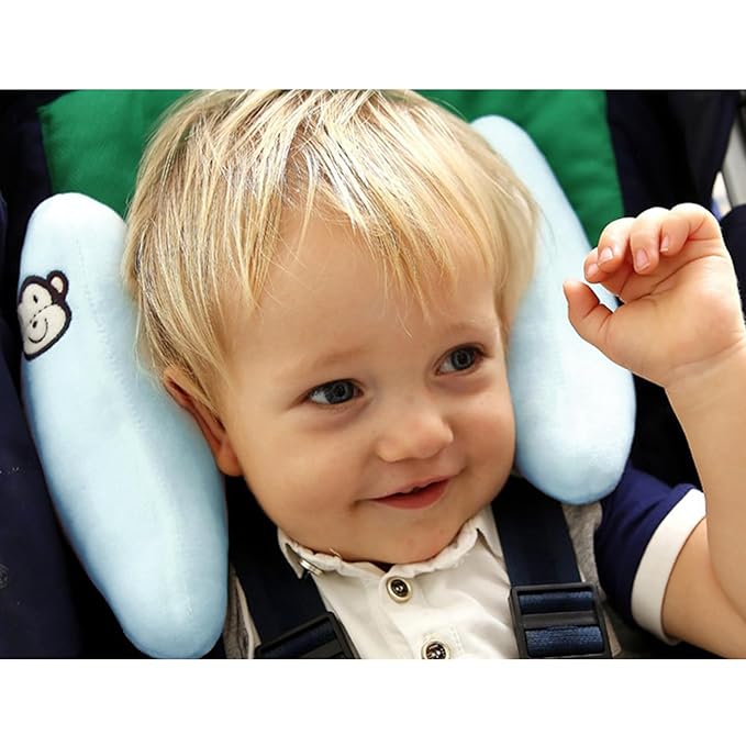 Adjustable Baby Head Neck Support Pillow,Baby Travel Pillow Cushion for Car Seat,Stroller Headrest Pillow for Infants,Head and Neck Support Pillow for Pushchair,Blue