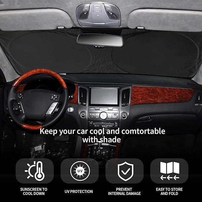 INSAUTO for Rogue Windshield Sun Shade Sunshade Foldable for Nissan Rogue 2014-2020 Windshield Cover Sun Visor Custom Fit for 2021-2023 Nissan Rogue 3rd Gen Accessories Blocks UV Rays Protector