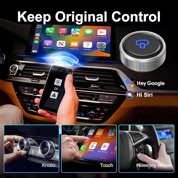Wireless CarPlay Adapter for Apple & Android Auto, 2026 Upgraded Stable Connection, Auto Connect in 5s, Plug & Play Dongle for Factory Wired CarPlay Cars, WiFi 6 & Bluetooth for iOS 10+ & Android 11+