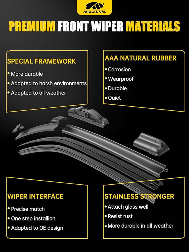 MIKKUPPA 26"+20"+13" Windshield Wipers Blades Replacement for 2011-2017 BMW X3, Side Lock Front & Rear All Season Wiper Blades Set(Pack of 3)