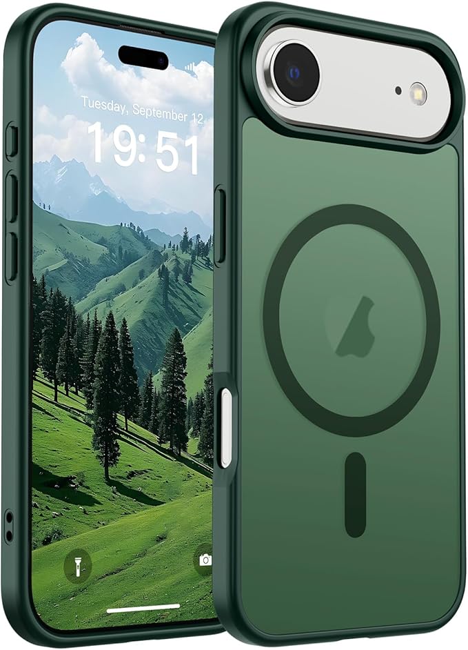 SUPFINE Magnetic for iPhone Air Case (Compatible with MagSafe)(Military Grade Drop Protection) Slim Translucent Matte Shockproof with Anti-Fingerprint Phone Cover for 17 Air,Forest Green