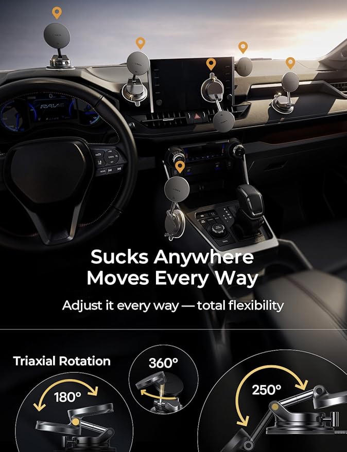 LISEN Qi2.2 25W Magsafe Car Mount Charger,[More Stable & Faster Charging] Suction Cup Phone Mount, Wireless Car Charger 25W Magnetic Car Phone Charger for iPhone 17 16,15W for iPhone 17e 15 14 13 12