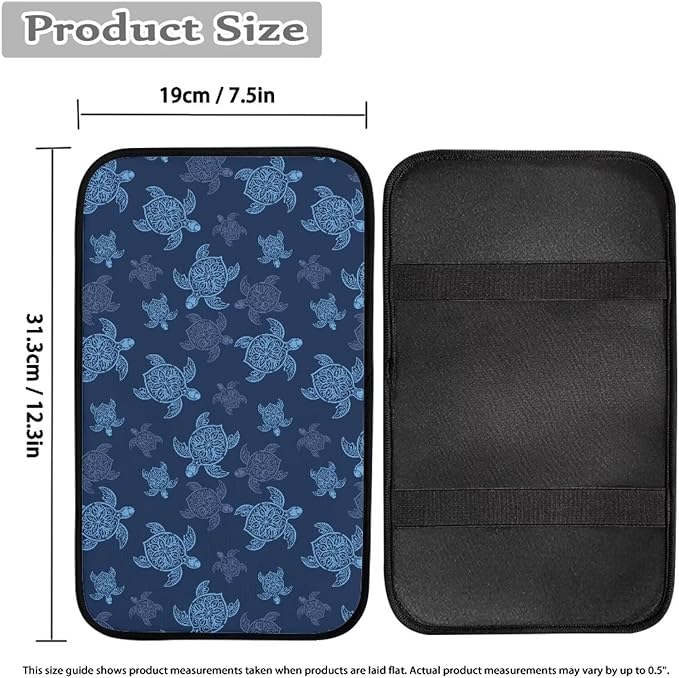 Sea Turtle Car Armrest Storage Box Mat Car Center Console Cover Car Armrest Seat Box Cover Universal Fit for Most Vehicle, SUV, Truck Car Decors