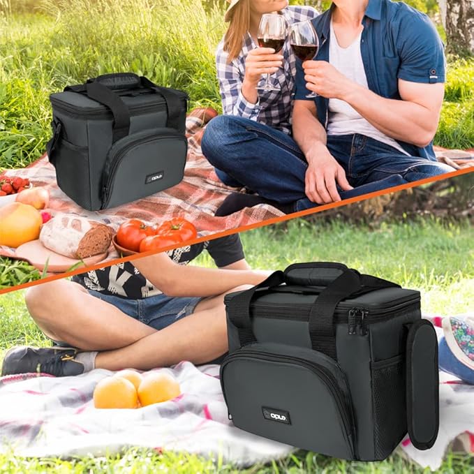 OPUX Soft Cooler Bag, Insulated Collapsible Soft Sided Cooler Lunch Cooler Bag for Men Work Camping Beach Travel, Leakproof Lunch Box 18 Cans, Gray
