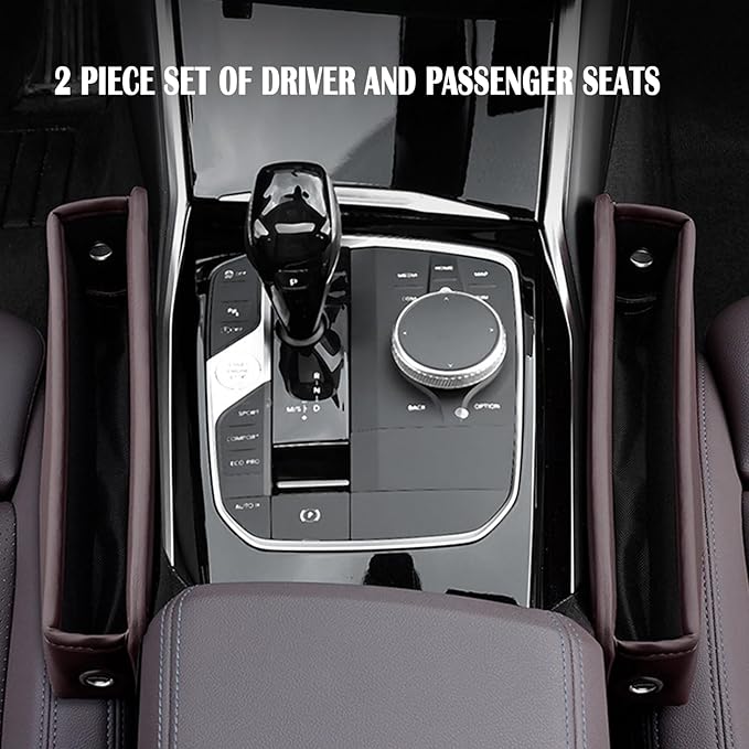 Car Seat Gap Filler 2 Pack Car Gap Filler Seat Organizer Front Seat Leather Car Accessories, Car Essentials for SUV Truck, Adjustable Seat Gap Filler Organizer (Brown，1 Pack)