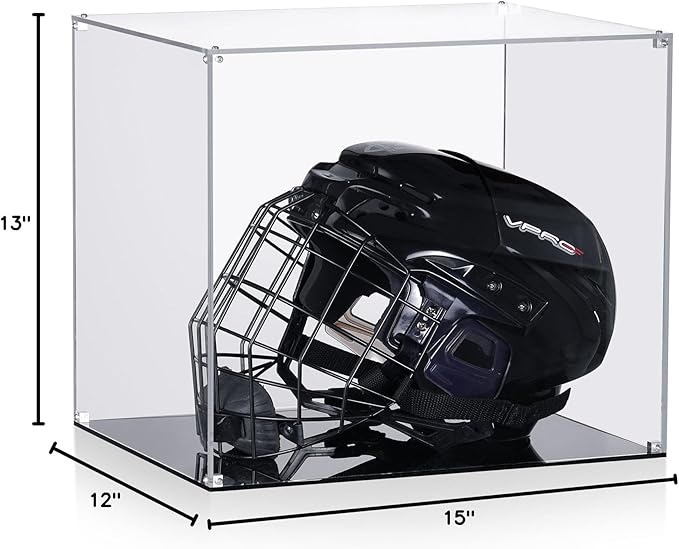 All Clear Acrylic Helmet Display Case, Assembly Box for Helmet Display, High-end Memory Box for Memorabilia (15x12x13”)