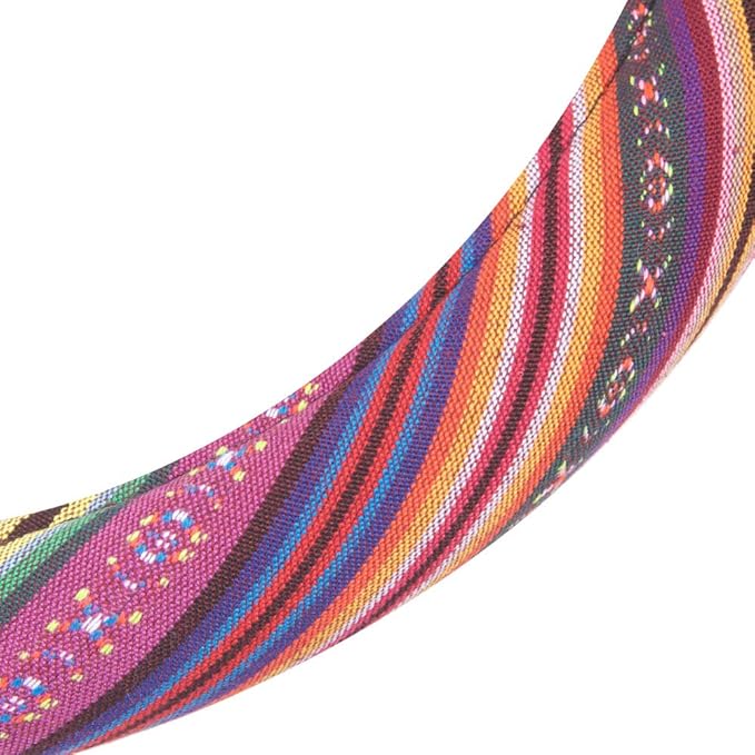 BDK Colorful Woven Boho Bohemian Hippie Style Steering Wheel Cover for Women - Fits Most Standard Wheel Sizes 14.5-15 inch Colorful Patterns