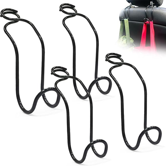 Car Headrest Hooks 4 Pack Universal Purse Holder for SUV Truck Interior Accessories for Women Men Heavy Duty Car Seat Back Storage Organizers Automotive Travel Essentials Auto Stuff (4 * Large Size)