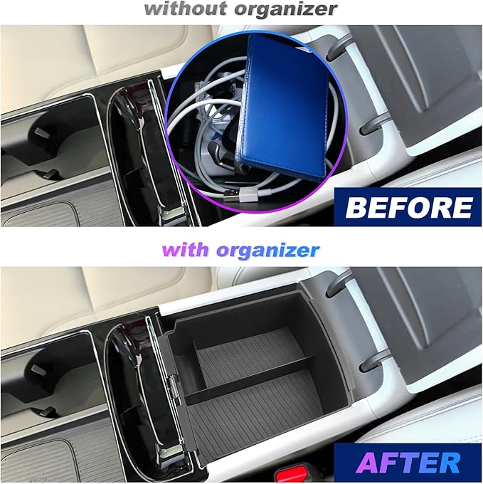SXCY 2PCS for 2025 2026 Hyundai Tucson Center Console Organizer for Hyundai Tucson (Limited) Accessories 2025 2026 Tucson Limited Console Tray 2025 2026 Tucson Console Organizer(Double-Deck Design)