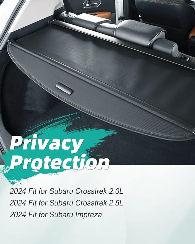 SCITOO Cargo Cover 2024 Fit for Subaru Crosstrek 2.0L 2024 Fit for Subaru Crosstrek 2.5L 2024 Fit for Subaru Impreza Upgraded Retractable Rear Trunk Cover with Aluminum PVC&Plastic