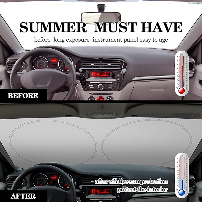 Woanger Windshield Sun Shade Foldable Car Front Window Covers for Car Accessories Sun Heat UV Rays Visor Protector Protection for Universal Cars SUV Truck (Solid Style)