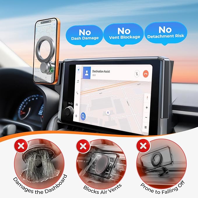 Car Phone Holder for Chevrolet Suburban/Tahoe & GMC Yukon/Yukon XL 2021-2024 (Only for 10.2-Inch Screen) 360° Rotation Magnetic Cell Phone Mount, Compatible with Magsafe