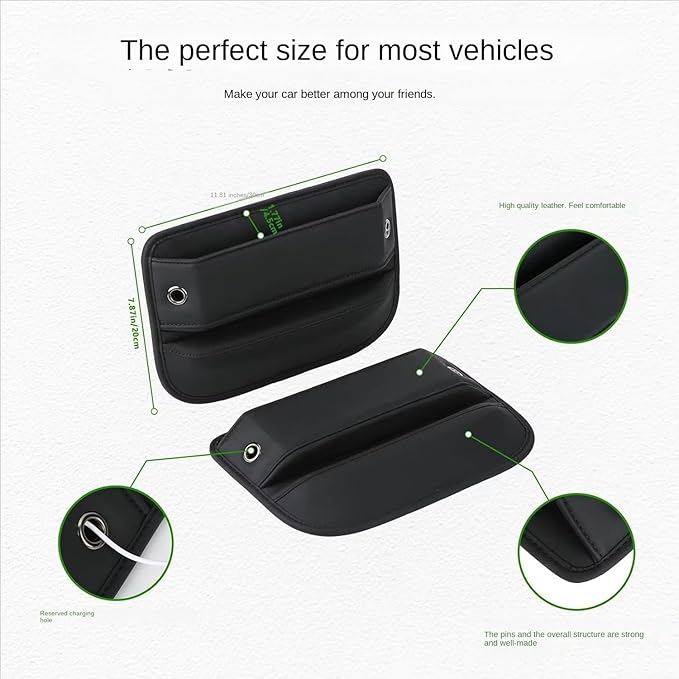 2 Pack Car Seat Gap Filler Organizer,Premium Leather Console Organizer Interior Accessories for Phone,Sunglasses,Keys, and Small Items, Universal Fit for Car, SUV and Truck