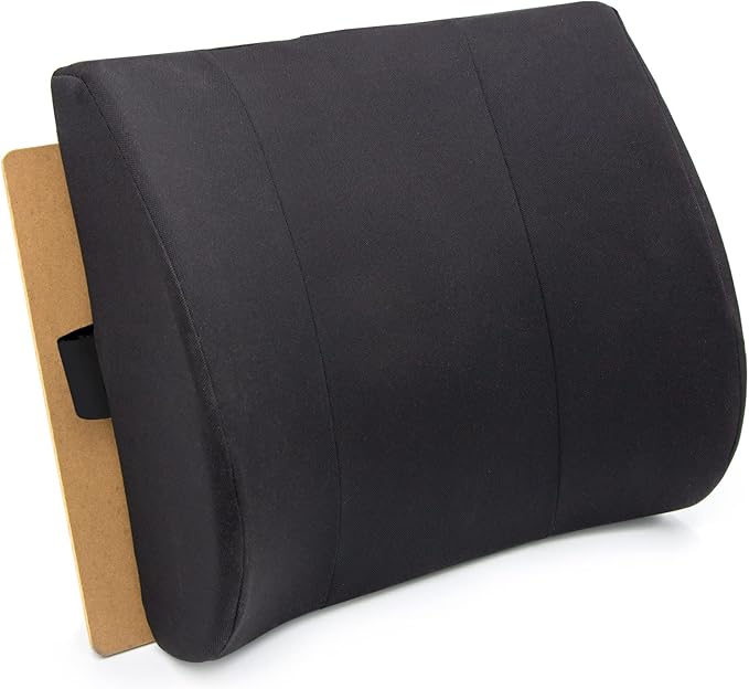 DMI Lumbar Support Pillow for Chair to Assist with Back Support with Removable Washable Cover and Firm Insert to Ease Lower Back Pain while Improving Posture,14 x 13 x 5,Contoured Foam,Elite,Black