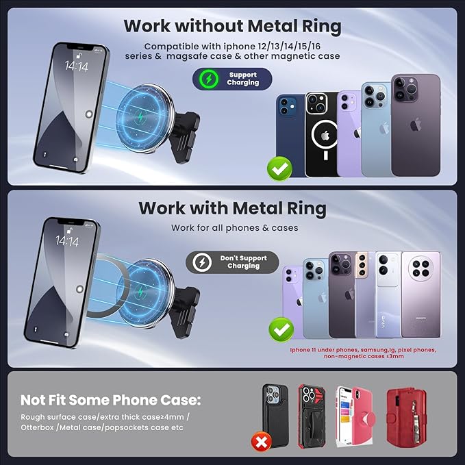 Kaishengyuan Wireless Charger Magnetic Vent Phone Mount Compatible with 2015-2020 Ford F-150, 2017-2021 Super Duty & 2018-2021 Expedition Metal Phone Holder Cradles Bracket Stand for All Smartphone