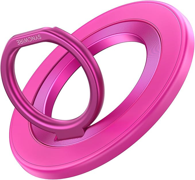 SYNCWIRE Magnetic Phone Ring Holder for MagSafe, 360° Rotation Cell Phone Grip Stand Finger Ring Kickstand Two-Sided Magnet Compatible with iPhone 17 Pro Max 16 15 14 13 12 MagSafe Accessories
